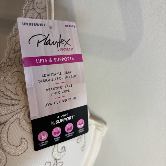 PLAYTEX Sz 36D Lace Trimmed Bra Adjustable Straps & Back Padded Underwire NEW - Picture 4 of 9